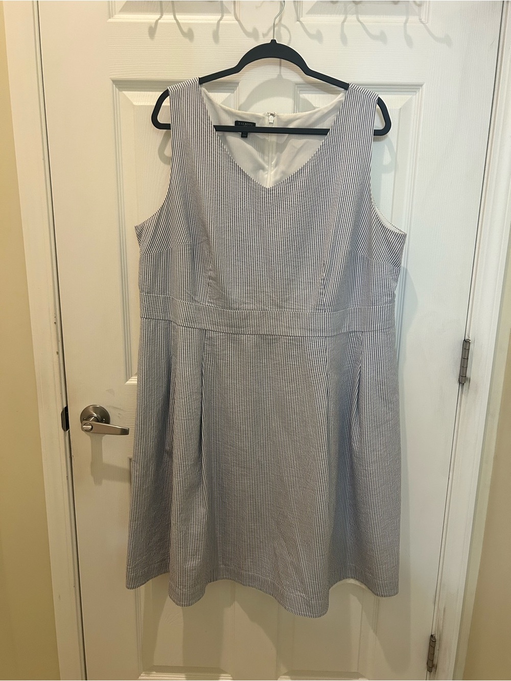 Talbots sz 18: blue & white pinstriped dress
